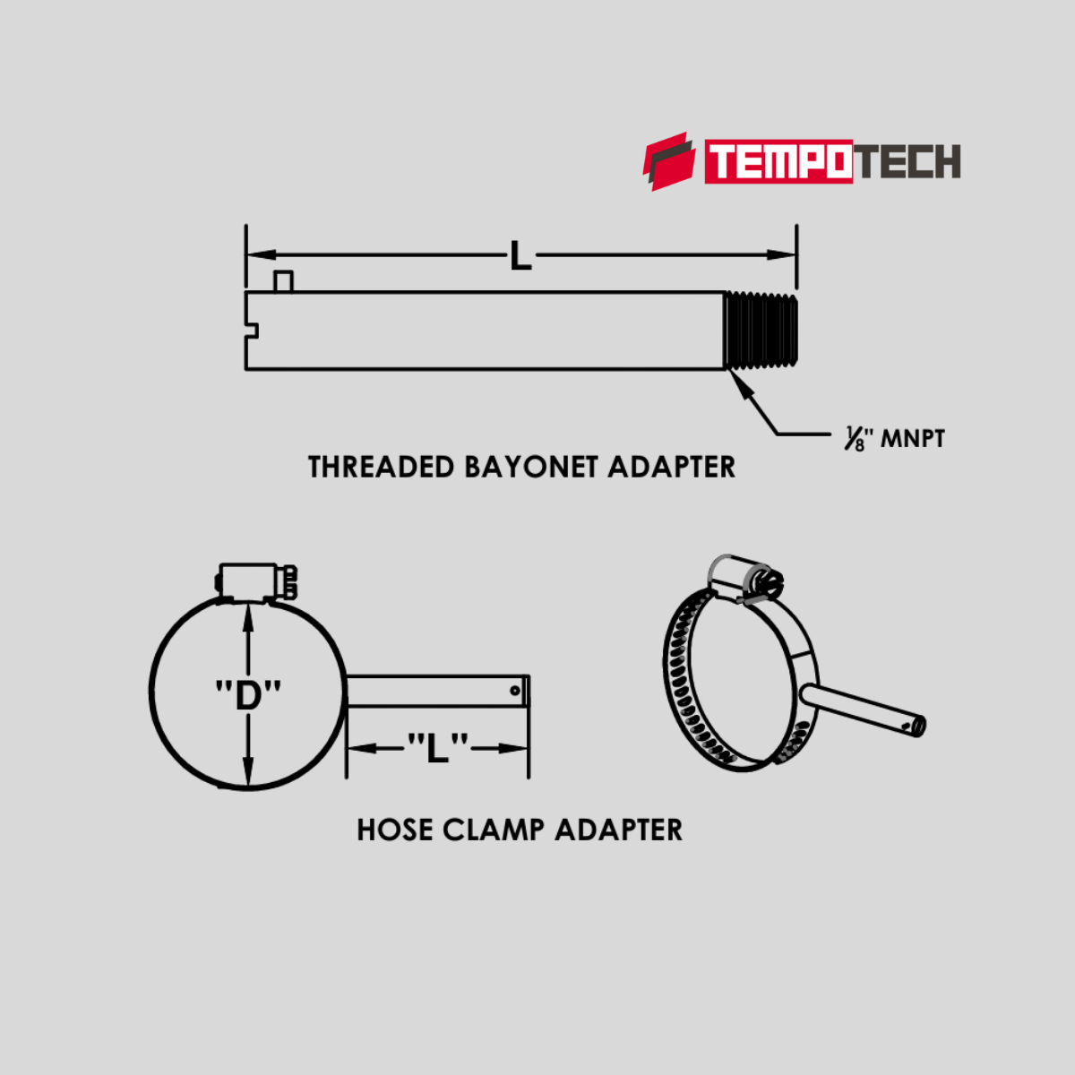 Pipe Clamp with Bayonet Adapter for Immersion Probe