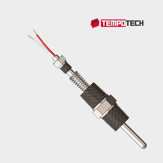 Image 1: RTD Spring Loaded Threaded Hex Nipple | Vibration-Resistant PT100 Sensor