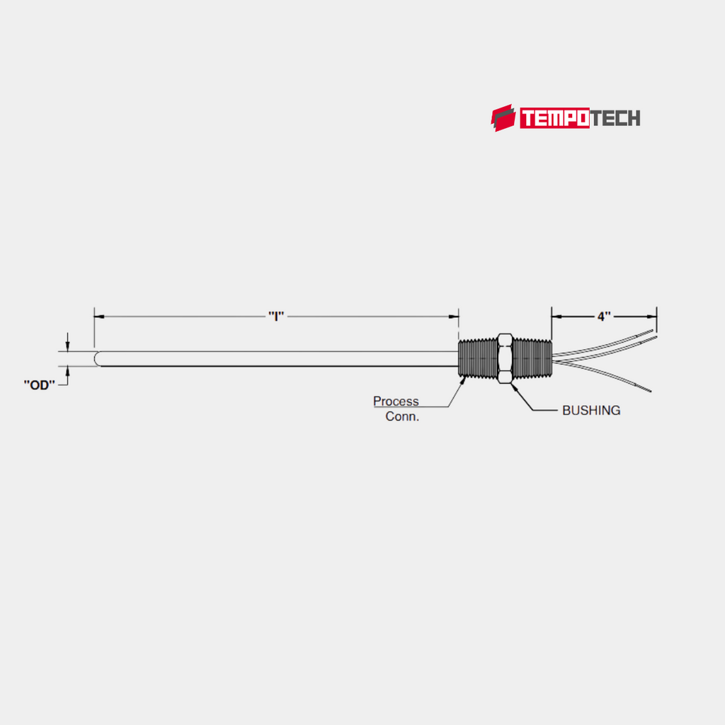 Image 2: RTD Spring Loaded Threaded Hex Nipple | Vibration-Resistant PT100 Sensor