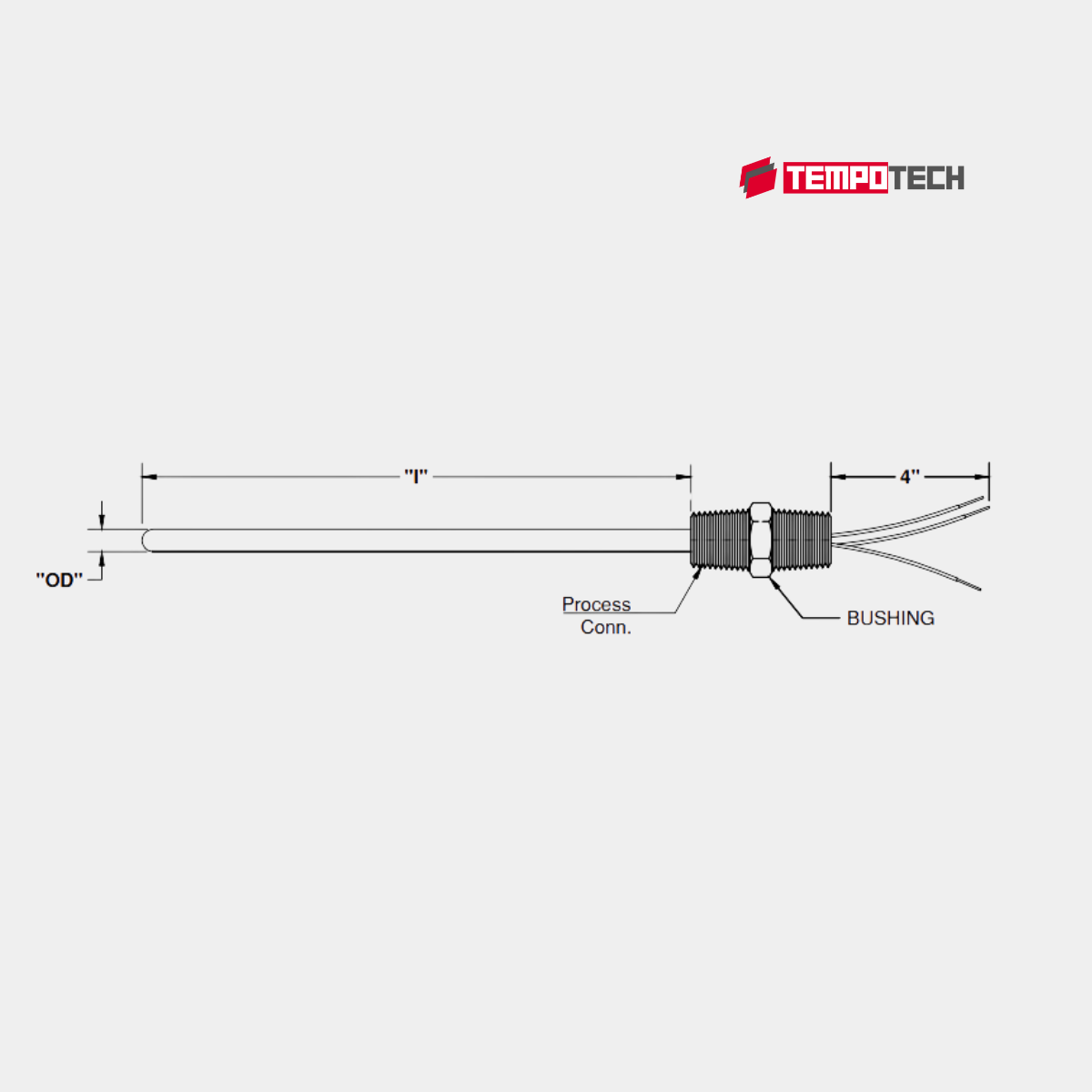 Image 2: RTD Spring Loaded Threaded Hex Nipple | Vibration-Resistant PT100 Sensor