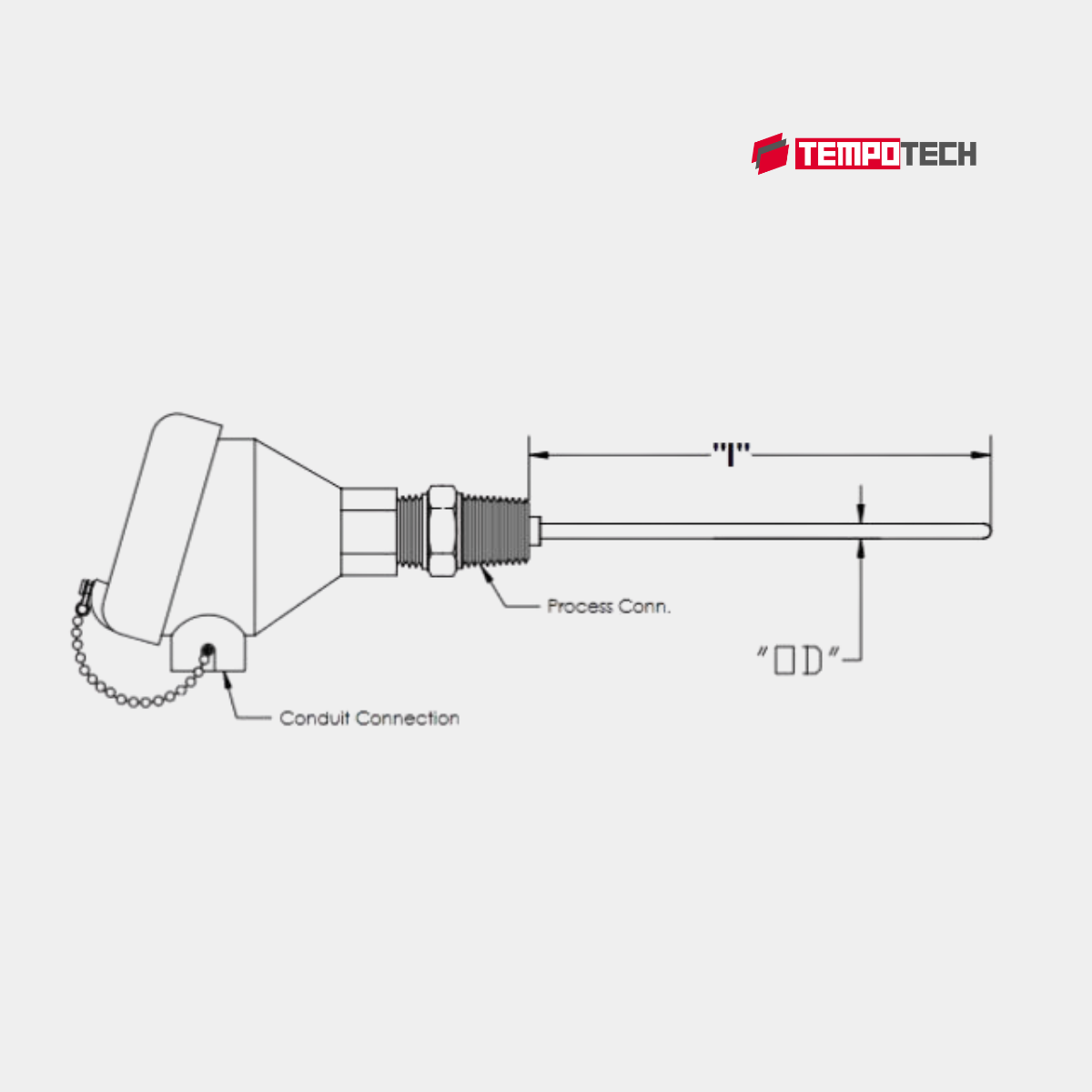 Type J Spring Loaded Threaded Thermocouple with Connection Head image 1