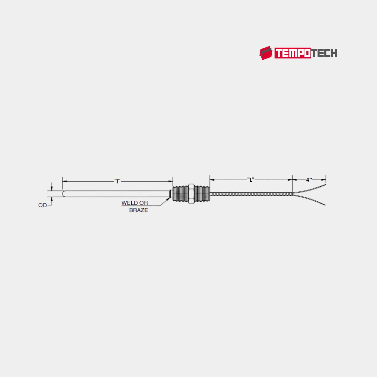 Type K Hex Nipple welded Threaded Thermocouple image 1